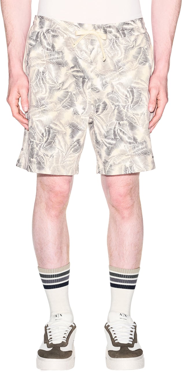 Armani Exchange Shorts Cream Leaf Allover B Wit