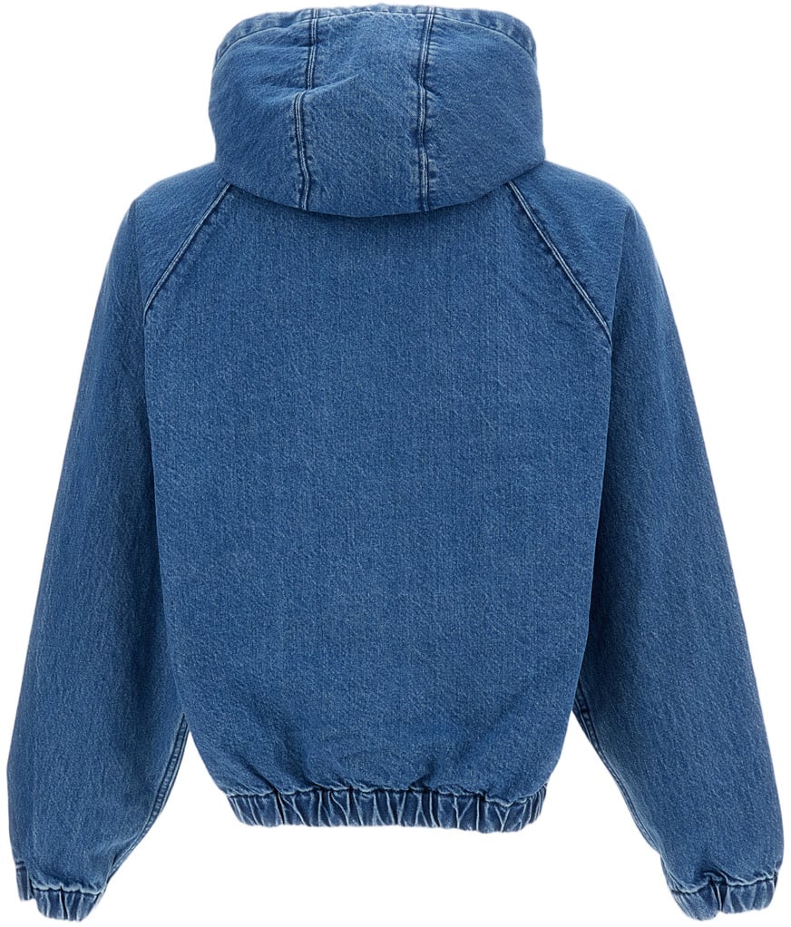 Arte Antwerp Hooded Denim Jacket with Irregular Arte Logo Blauw