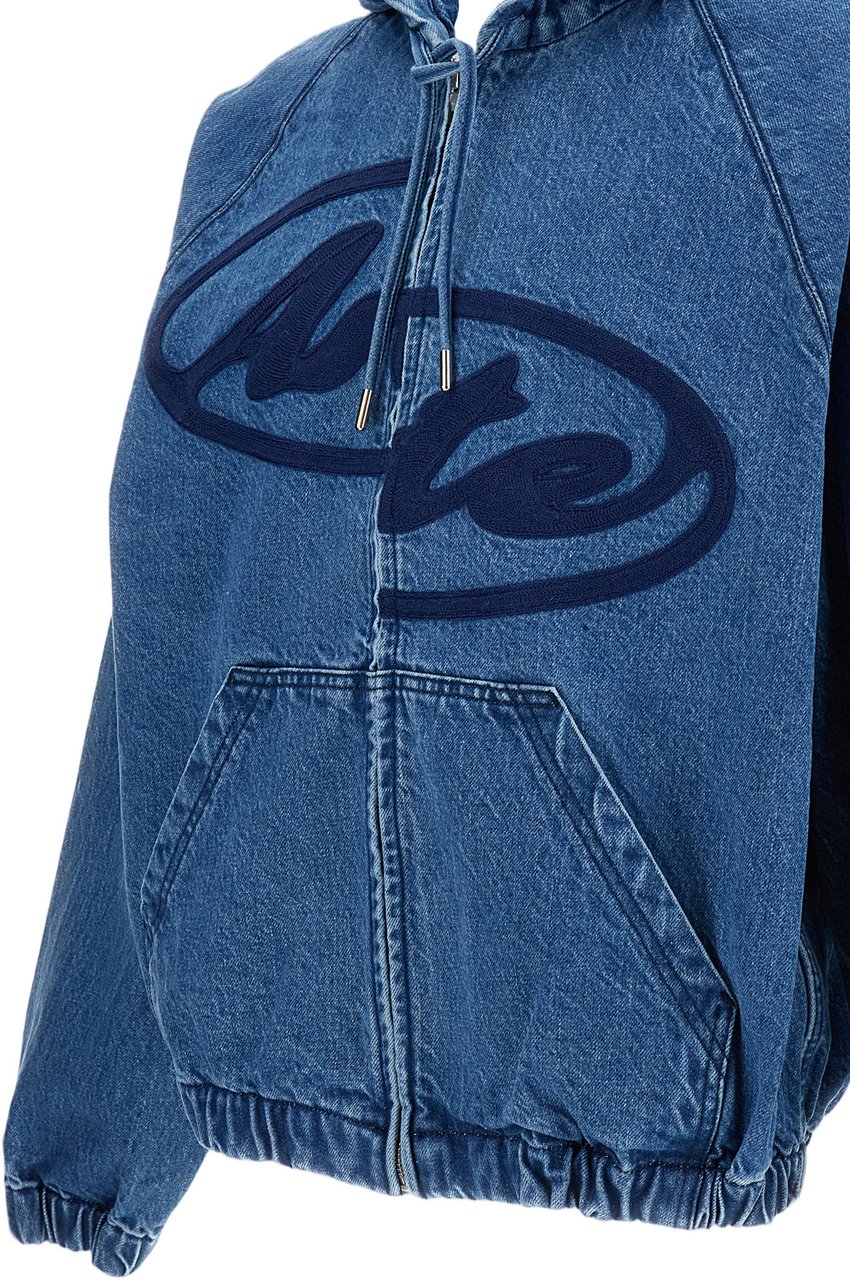 Arte Antwerp Hooded Denim Jacket with Irregular Arte Logo Blauw