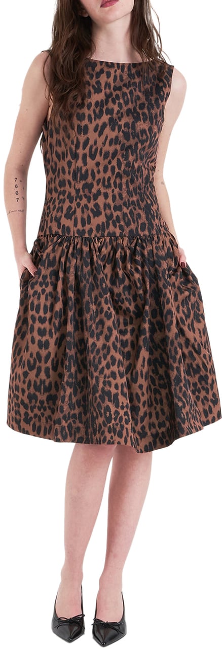Arte Antwerp Dress with animal print 'Aneva' Bruin