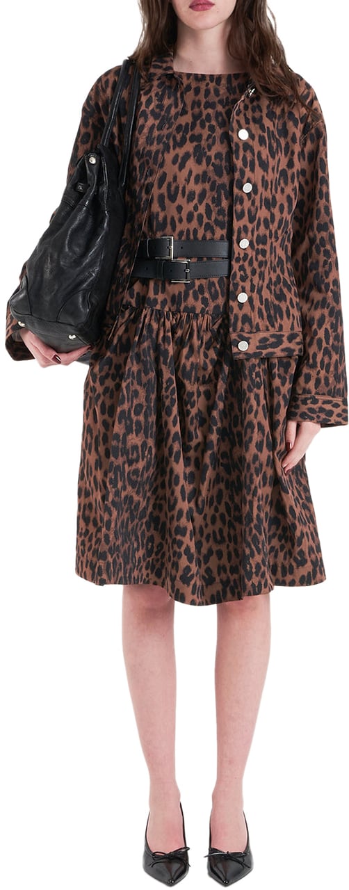 Arte Antwerp Dress with animal print 'Aneva' Bruin