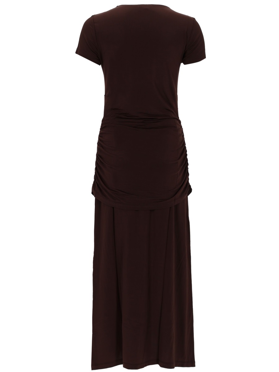 Arte Antwerp Jule Ruched Figures Side Slits Midi Dress Zwart