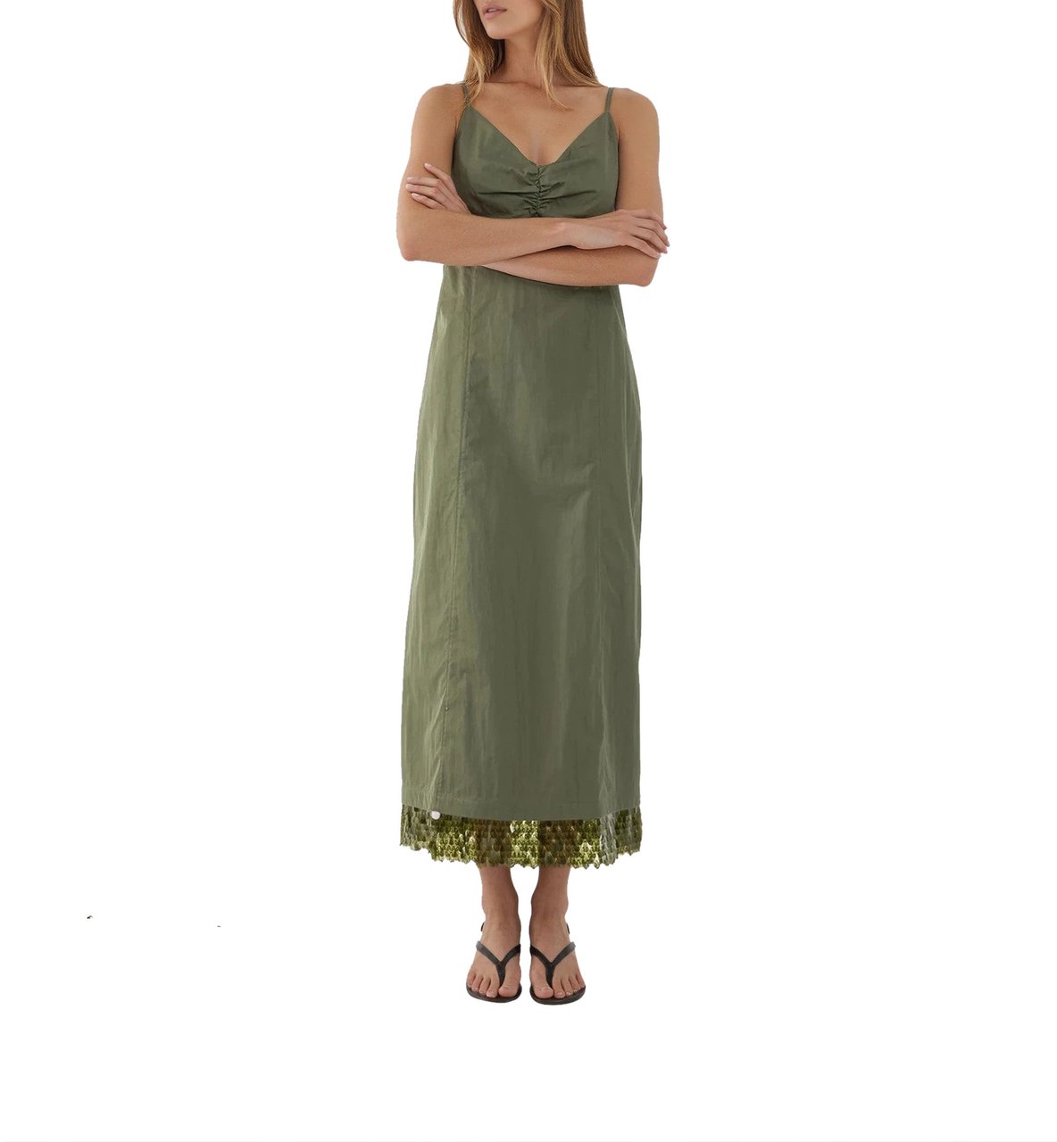 Arte Antwerp Maxi dress with sequins detail 'Atelia' Groen