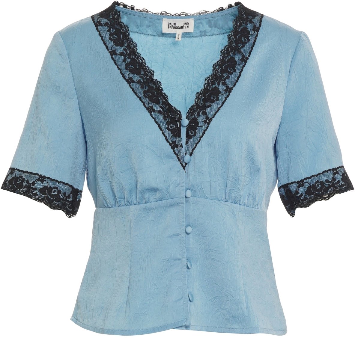 Arte Antwerp Blouse with lace detail 'Melonie' Blauw
