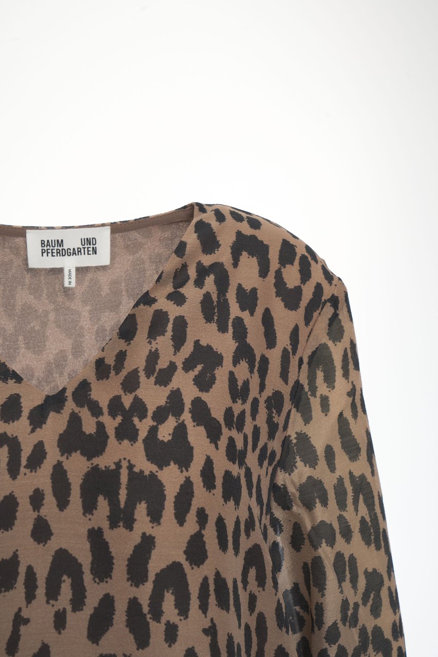Arte Antwerp Dress with animal print 'Agnel' Bruin