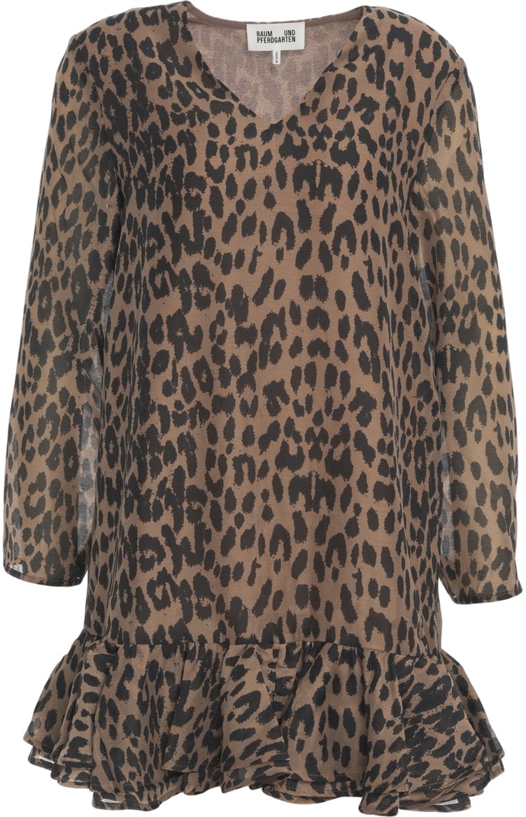 Arte Antwerp Dress with animal print 'Agnel' Bruin