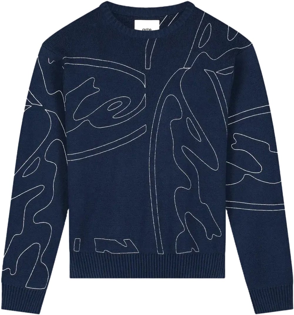 Arte Antwerp Allover Circle Logo Knit Navy Blauw