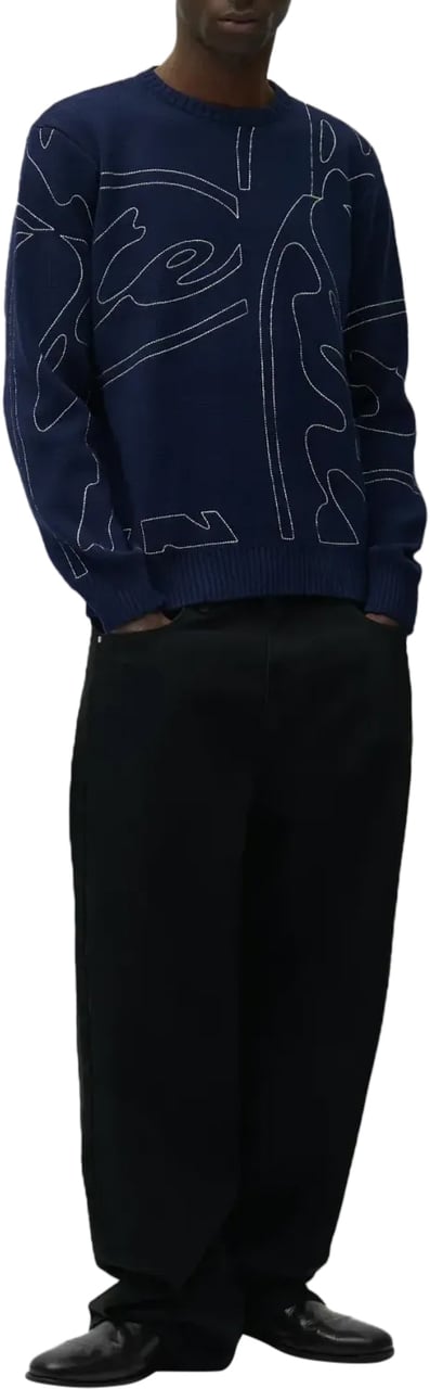 Arte Antwerp Allover Circle Logo Knit Navy Blauw