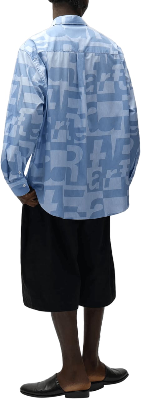 Arte Antwerp Shirt met print over het hele oppervlak. Lichtblauw