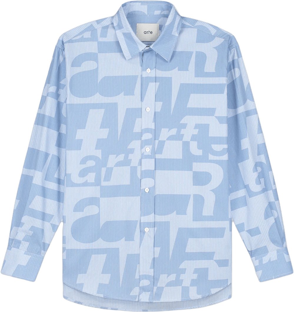 Arte Antwerp Shirt met print over het hele oppervlak. Lichtblauw