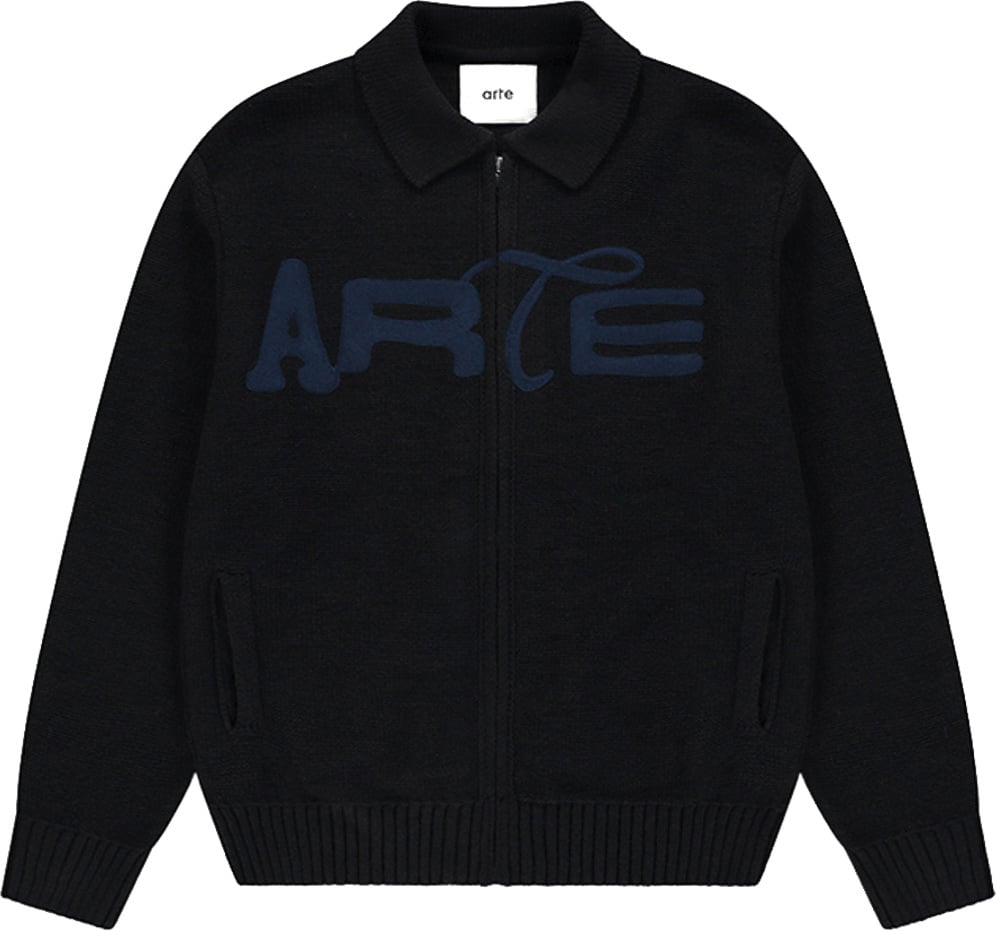 Arte Antwerp STENCIL ZIP CARDIGAN Zwart