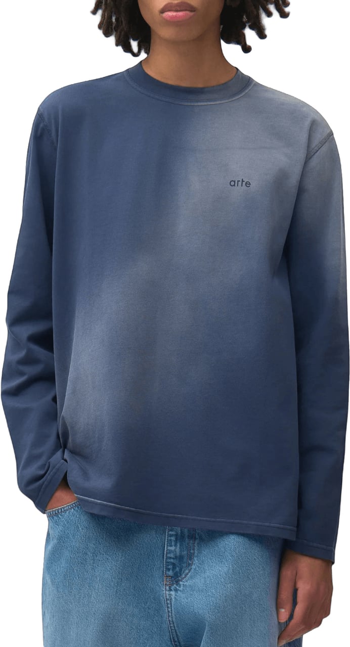 Arte Antwerp STENCIL SUNFADE LONG SLEEVE T-SHIRT Blauw