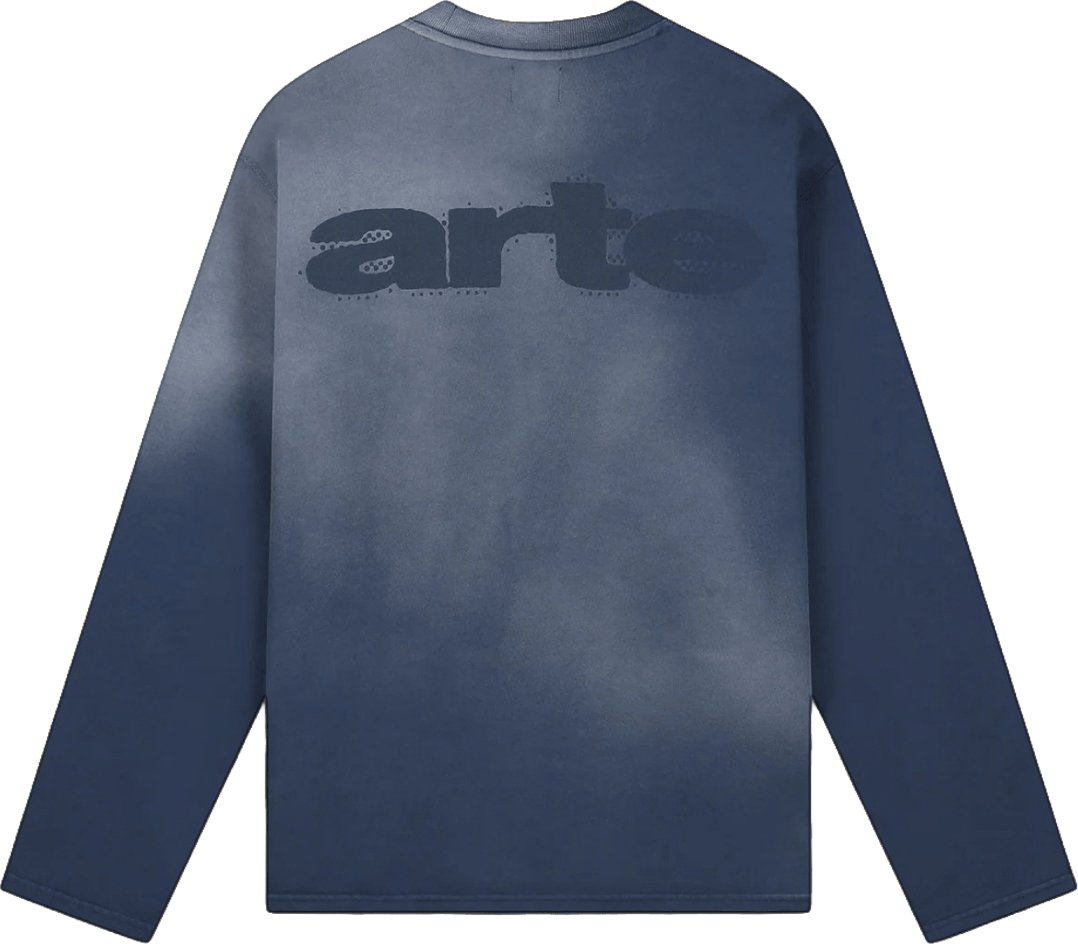 Arte Antwerp STENCIL SUNFADE LONG SLEEVE T-SHIRT Blauw