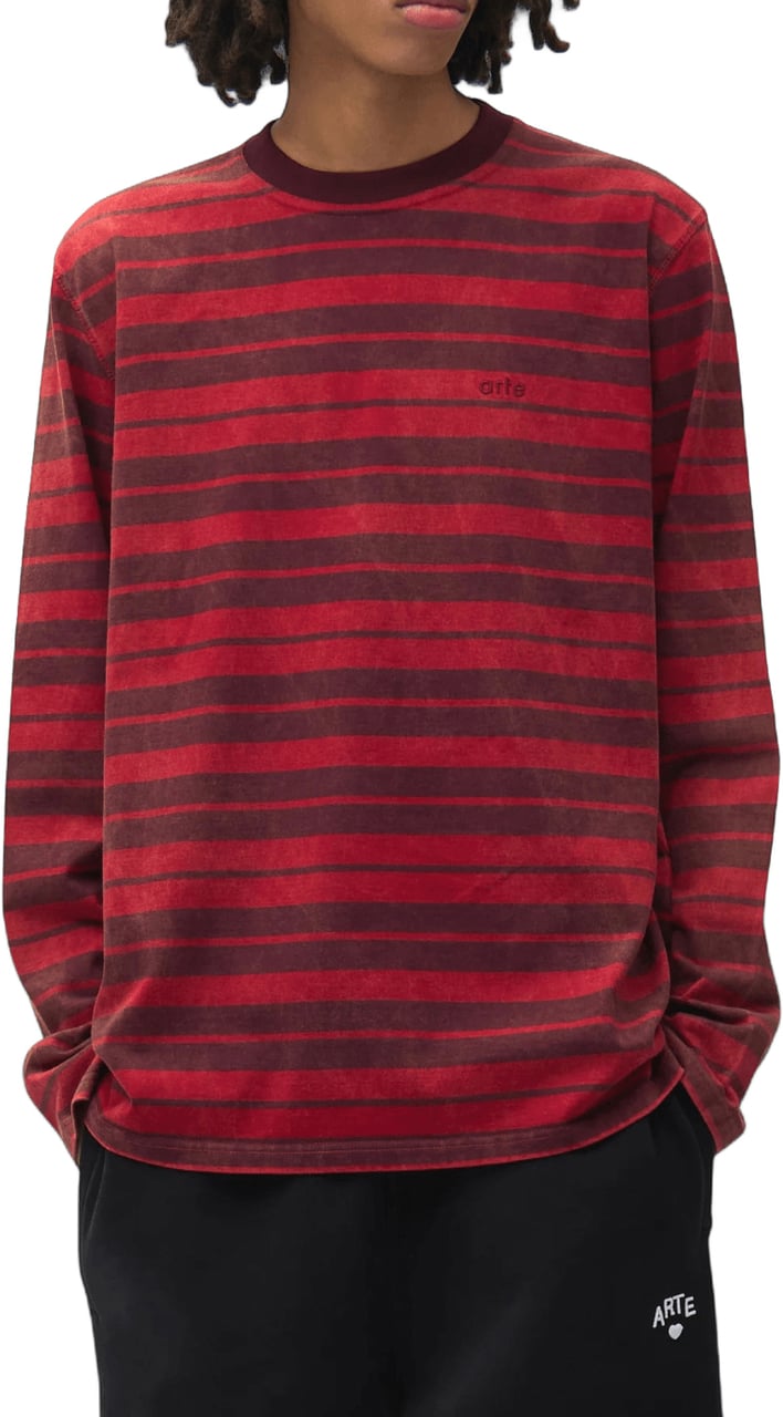 Arte Antwerp SUNFADE STRIPED LONG SLEEVE T-SHIRT Maroon
