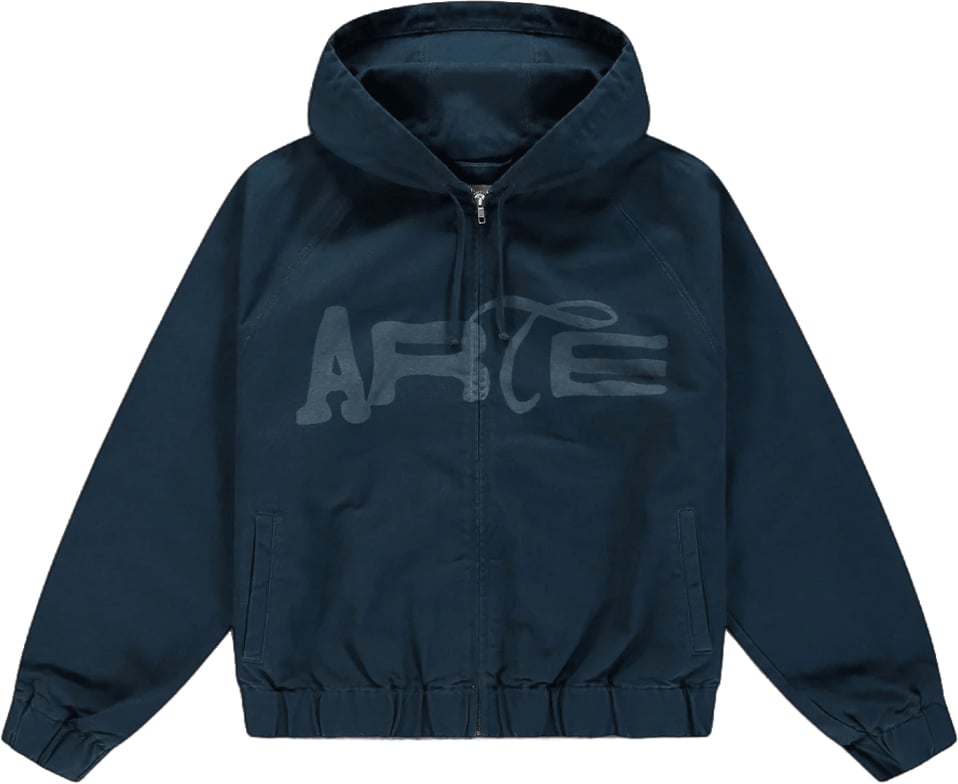 Arte Antwerp STENCIL CANVAS HOODED JACKET Navy