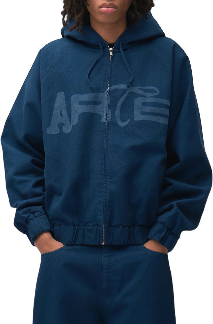 Arte Antwerp STENCIL CANVAS HOODED JACKET Navy