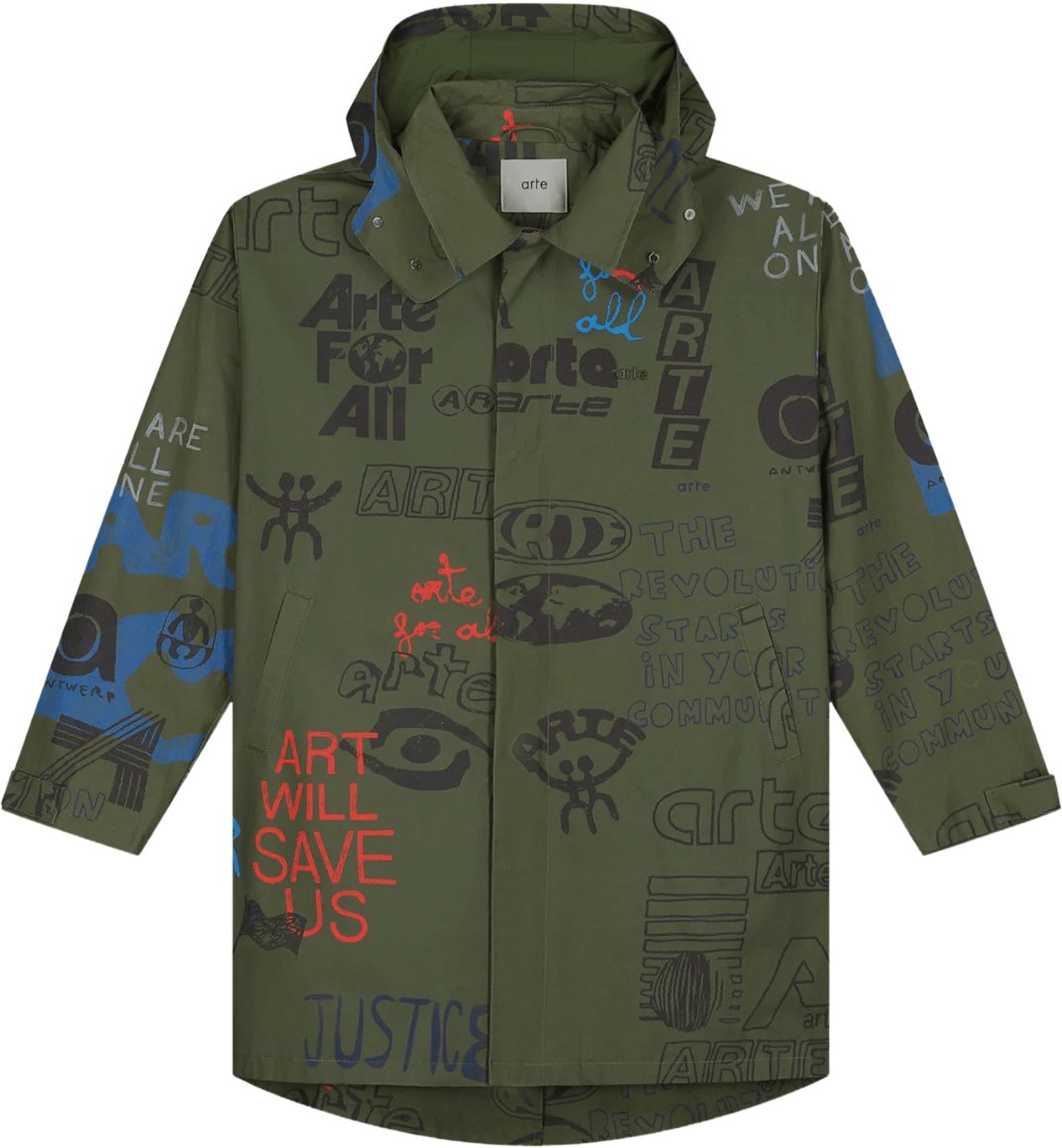 Arte Antwerp ART SAVES PARKA ARMY GREEN Groen