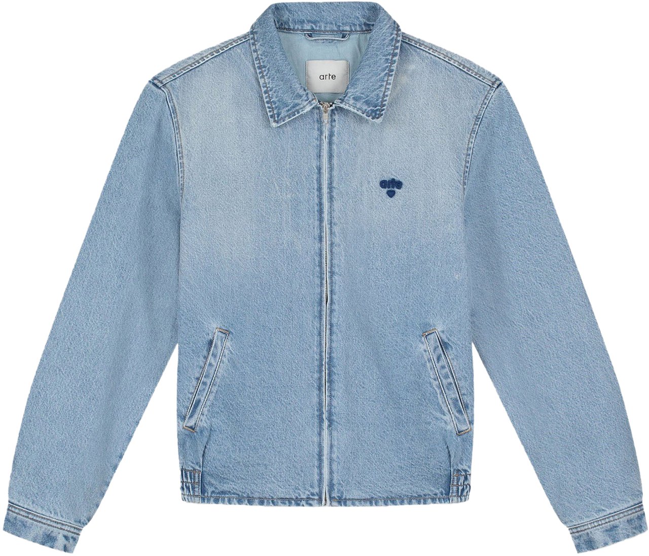 Arte Antwerp HEART LOGO DENIM JACKET LIGHT BLUE Blauw