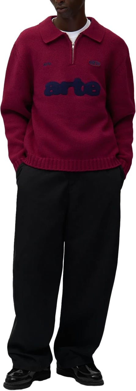 Arte Antwerp KNIT POLO SHIRT BURGUNDY Rood