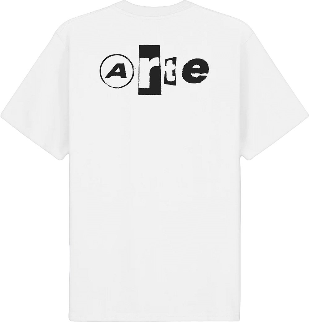 Arte Antwerp T-shirt met collage op de rug, wit Wit