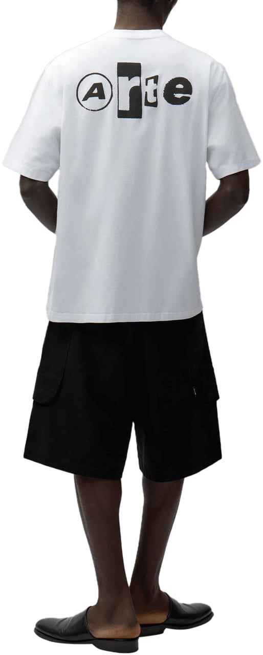 Arte Antwerp T-shirt met collage op de rug, wit Wit