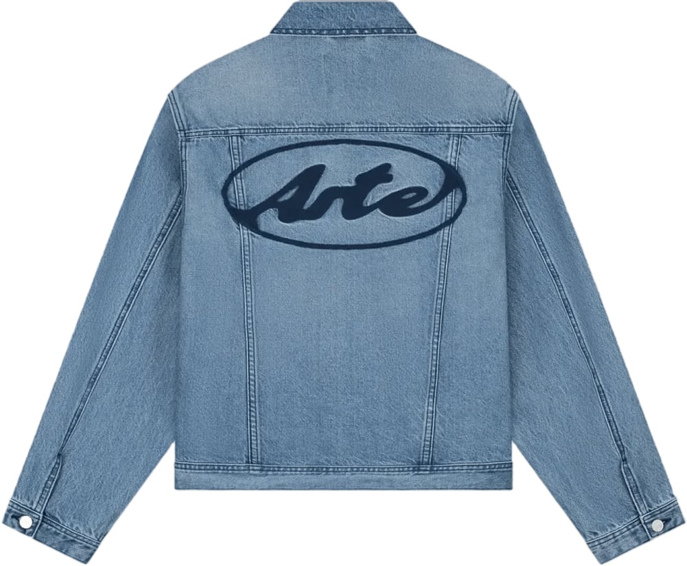 Arte Antwerp Circle Logo Jeans Jacket Denim Bleach Blauw