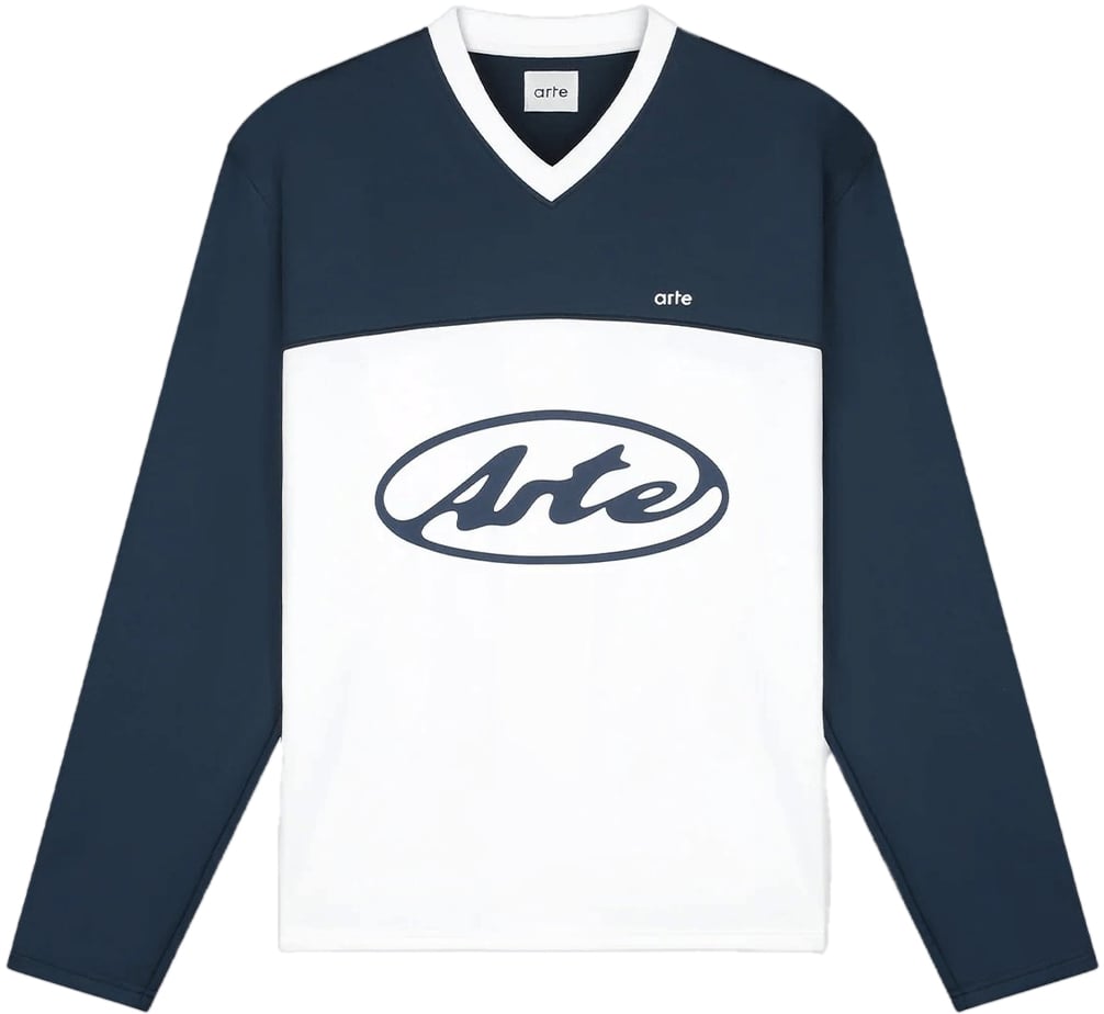 Arte Antwerp Longsleeve met cirkellogo, wit/marineblauw Divers
