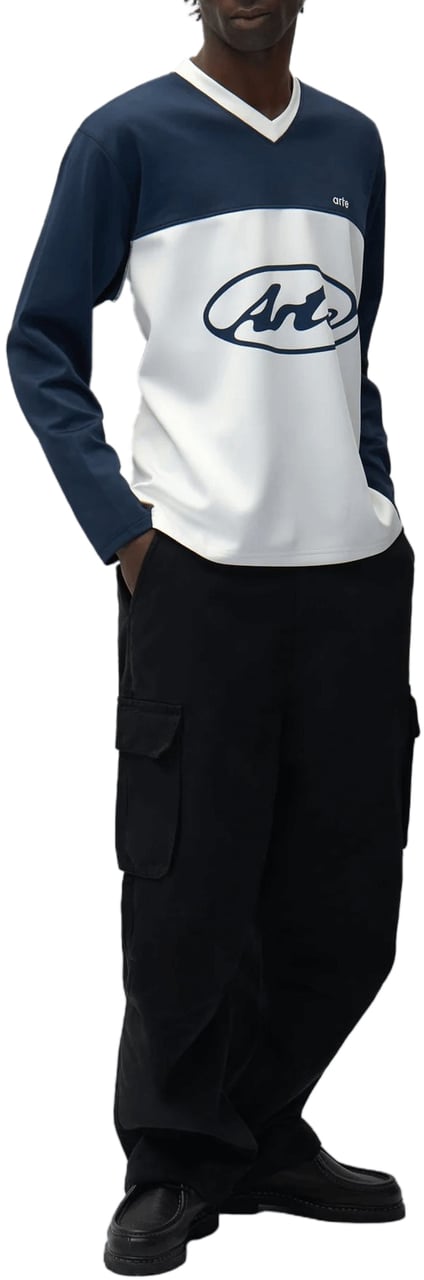 Arte Antwerp Longsleeve met cirkellogo, wit/marineblauw Divers