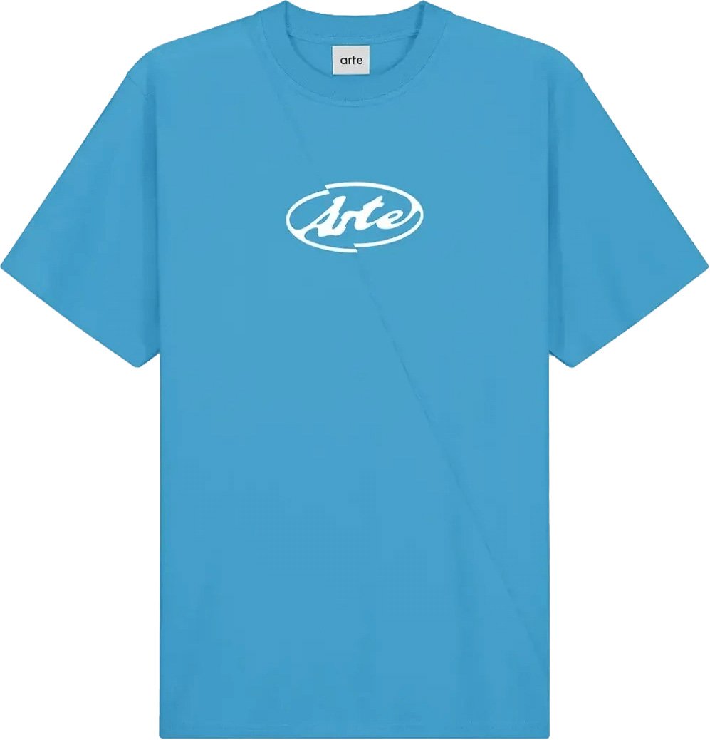 Arte Antwerp T-shirt met cirkellogo in blauw Cyaan