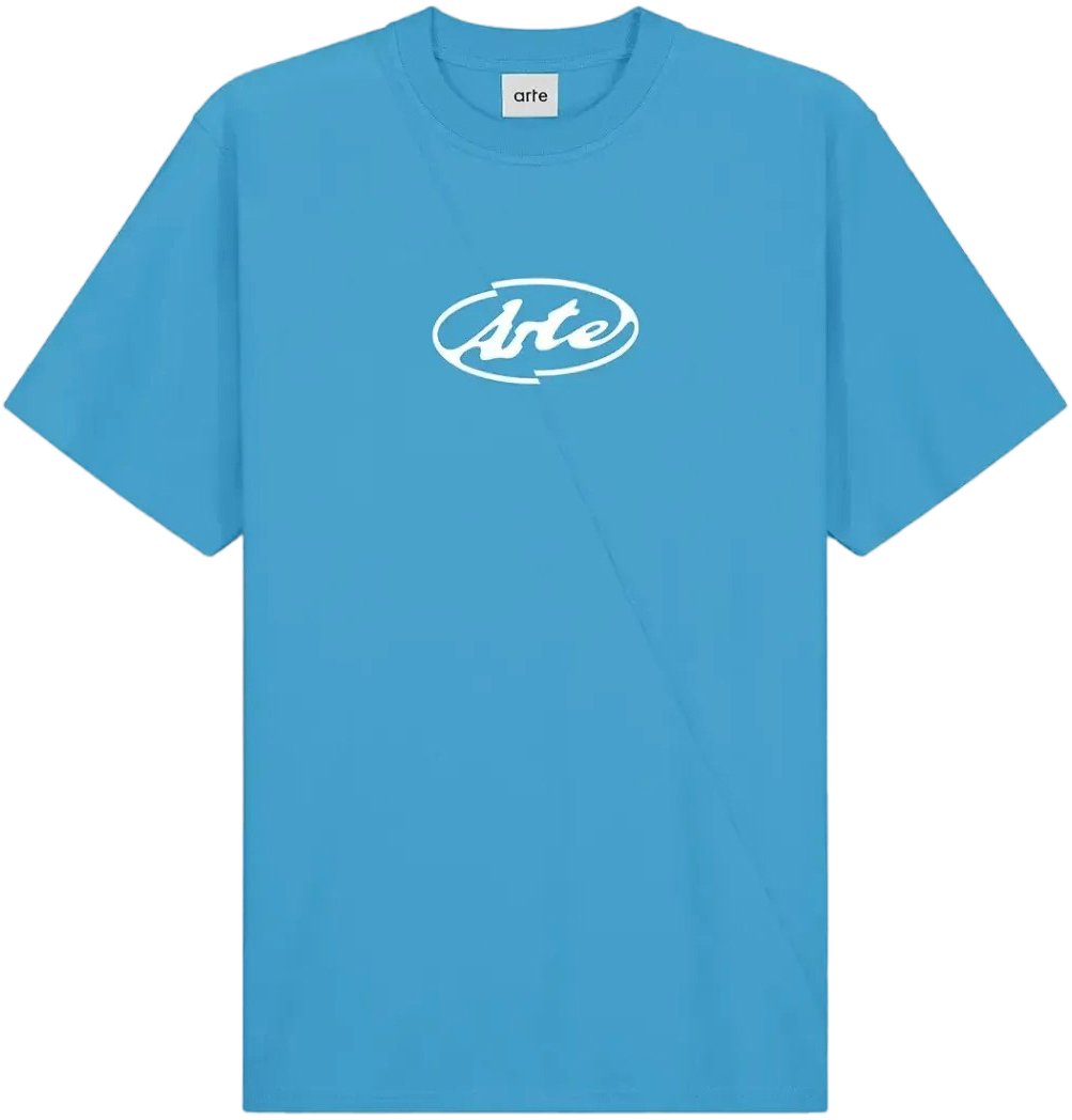 Arte Antwerp T-shirt met cirkellogo in blauw Cyaan