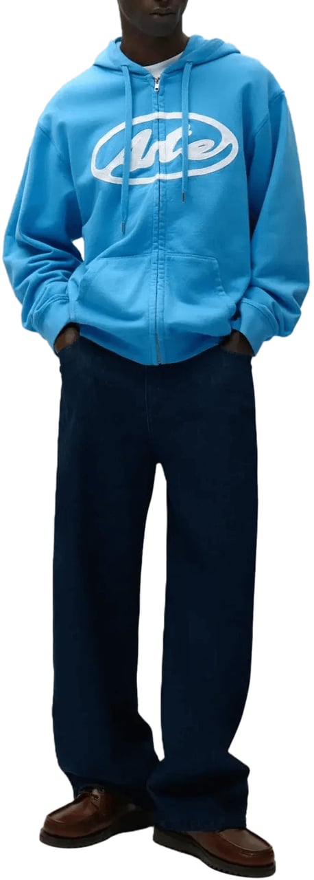 Arte Antwerp Hoodie met ritssluiting en cirkellogo in blauw Lichtblauw