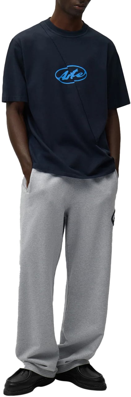 Arte Antwerp Grijze joggingbroek met cirkelvormig logo Lichtgrijs