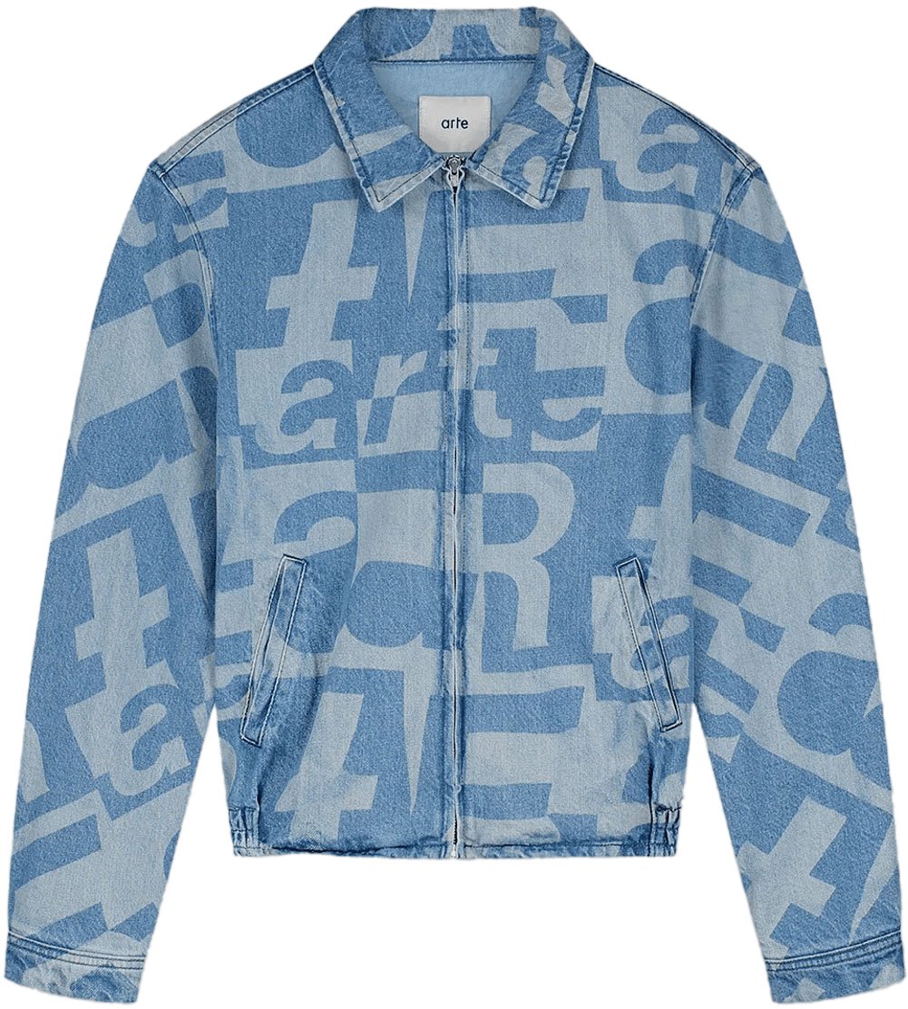 Arte Antwerp Denim jas over de hele stof, onbewerkt denim Lichtblauw