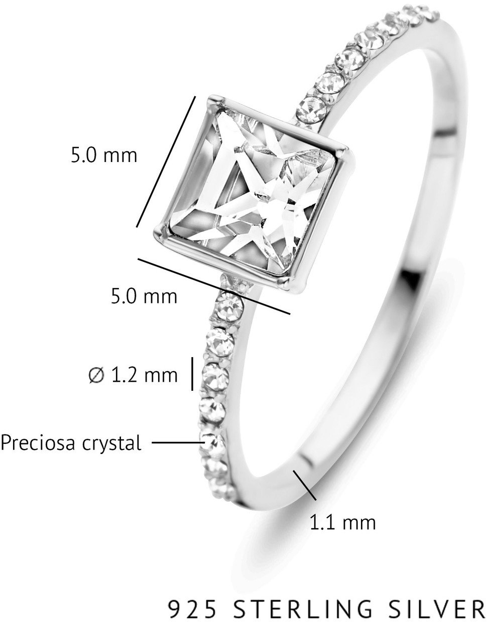 Arte Antwerp Cento Luci Pia Ring met Preciosa kristal Zilver