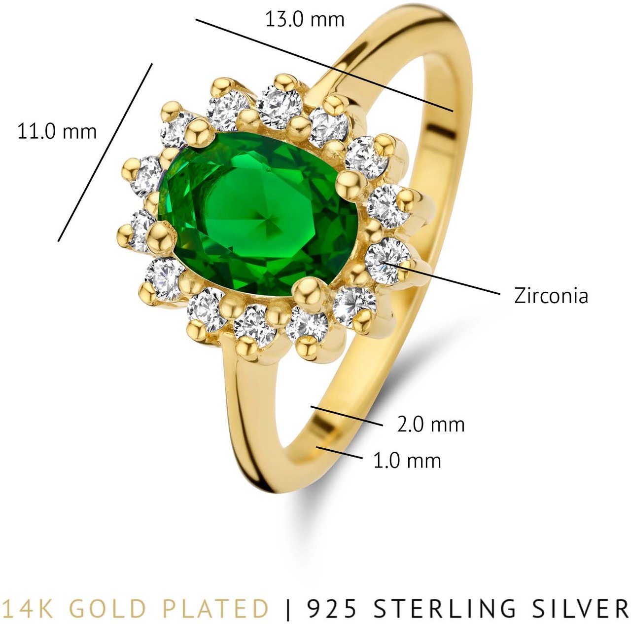 Arte Antwerp Mia Colore Verdi Ring met Zirkonia Divers