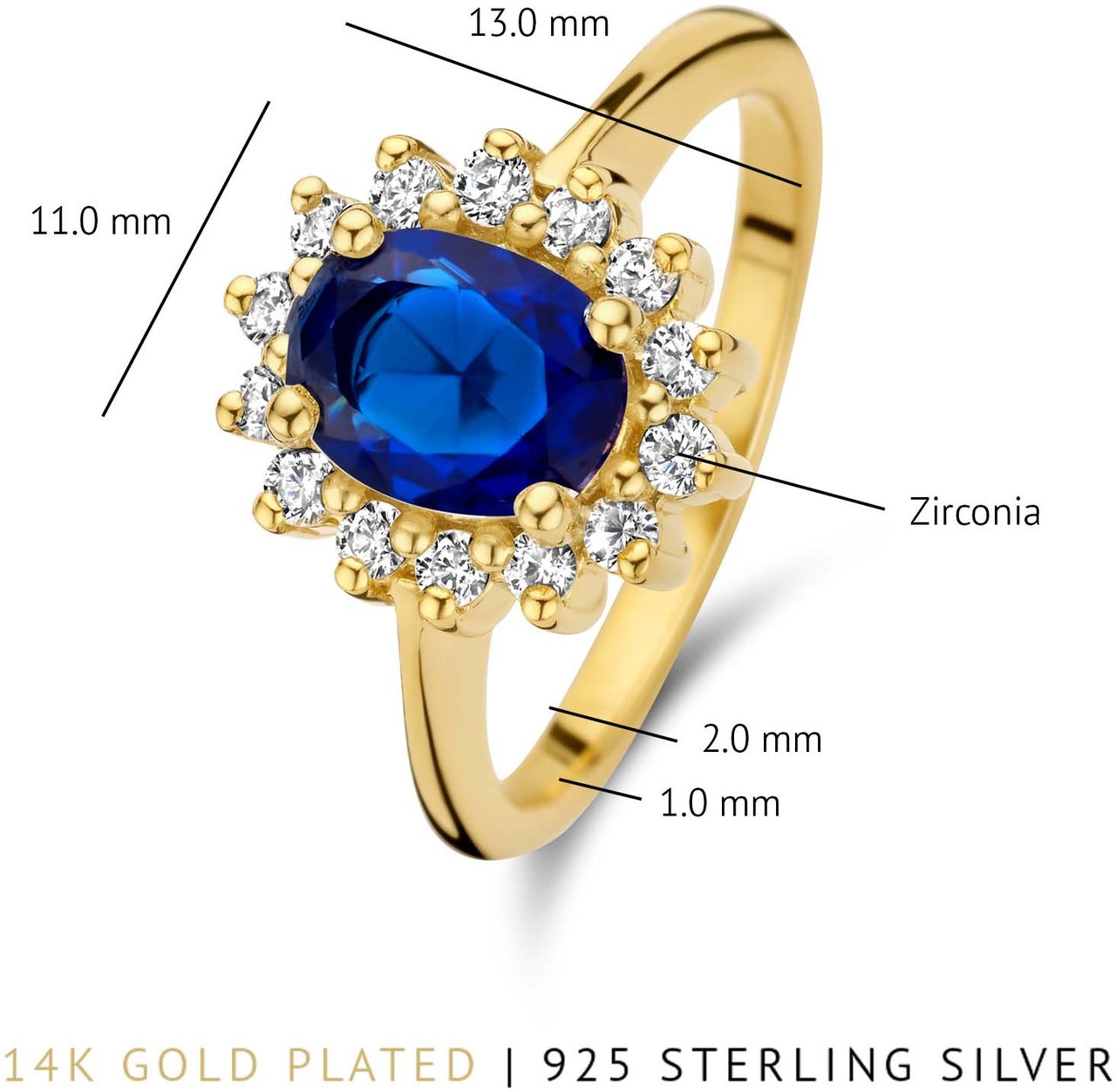 Arte Antwerp Mia Colore Azure Ring met Zirkonia Divers