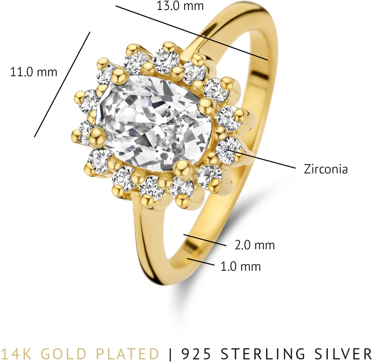 Arte Antwerp Mia Colore Bianca Ring met Zirkonia Goud