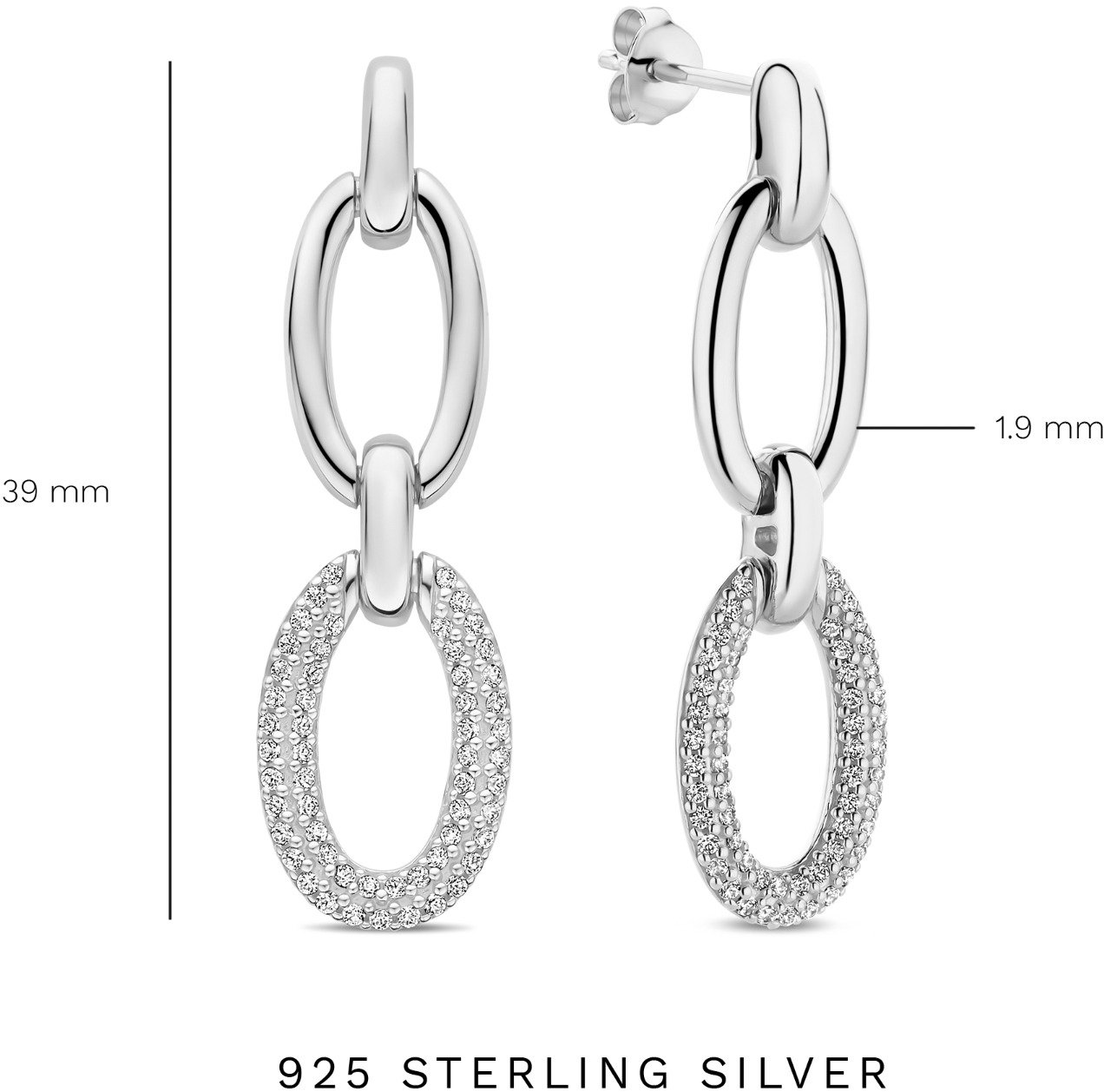 Arte Antwerp Bibbiena Poppi Clara Oorhangers met Zirkonia Zilver