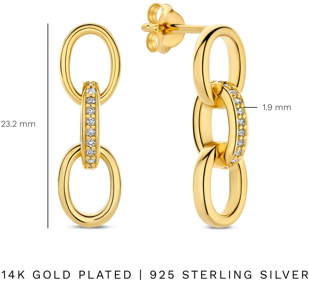 Arte Antwerp Bibbiena Poppi Clara Oorhangers met Zirkonia Goud