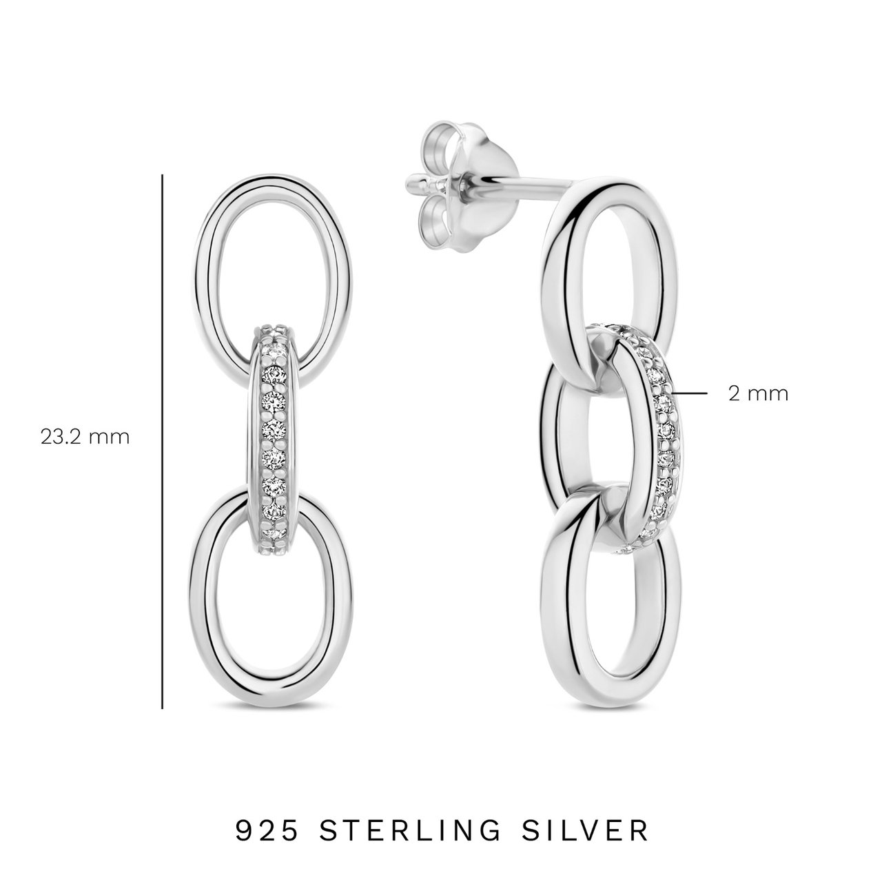 Arte Antwerp Bibbiena Poppi Clara Oorhangers met Zirkonia Zilver