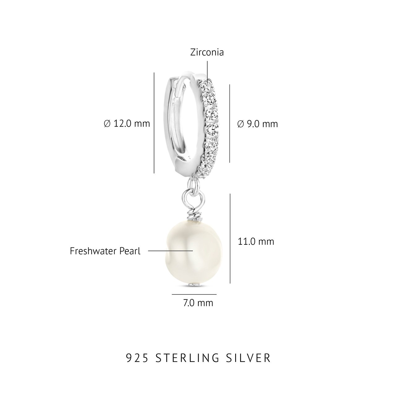 Arte Antwerp Brioso Cortona Bella Oorringen met Parel Zilver