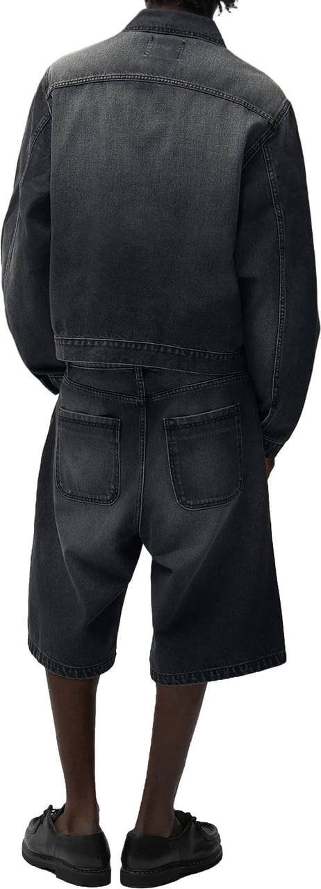 Arte Antwerp Korte denim jeans met ronde zakken, verwassen look, zwart Donkergrijs