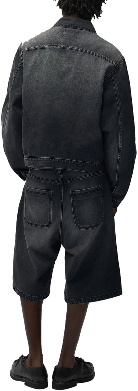 Arte Antwerp Korte denim jeans met ronde zakken, verwassen look, zwart Donkergrijs