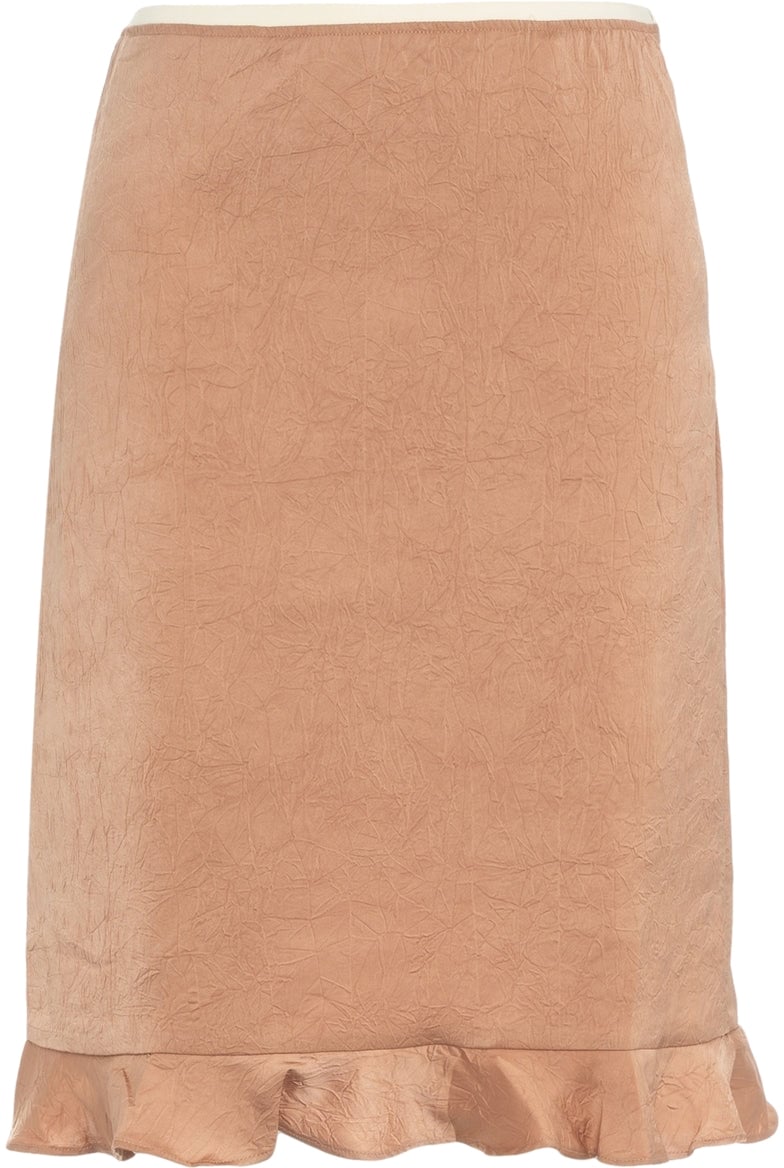 Arte Antwerp Crinkled satin skirt 'Sesse' Bruin