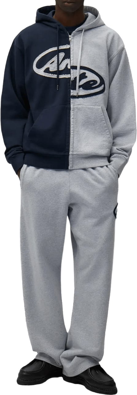 Arte Antwerp Hoodie met splitpatch en rits, grijs/marineblauw Divers