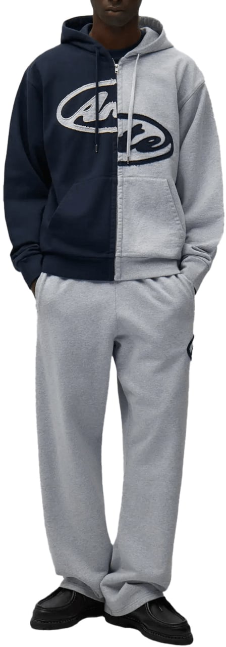 Arte Antwerp Hoodie met splitpatch en rits, grijs/marineblauw Divers