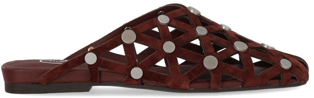 ASH BONE BURGUNDY FLAT MULE Rood