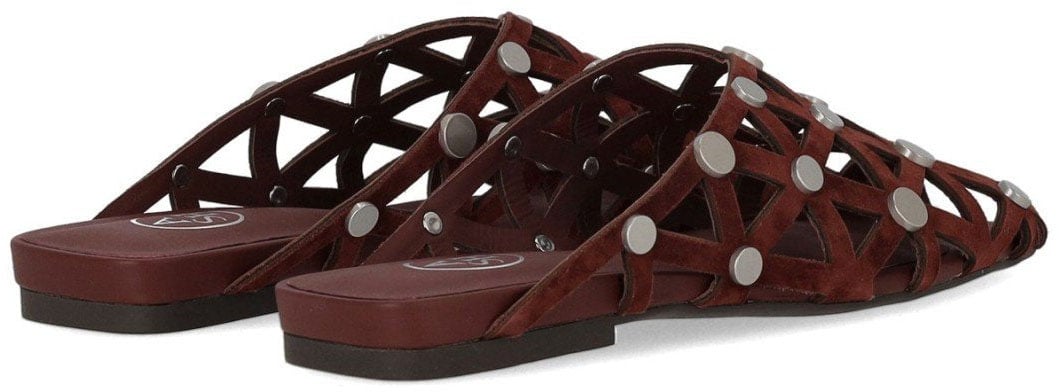 ASH BONE BURGUNDY FLAT MULE Rood