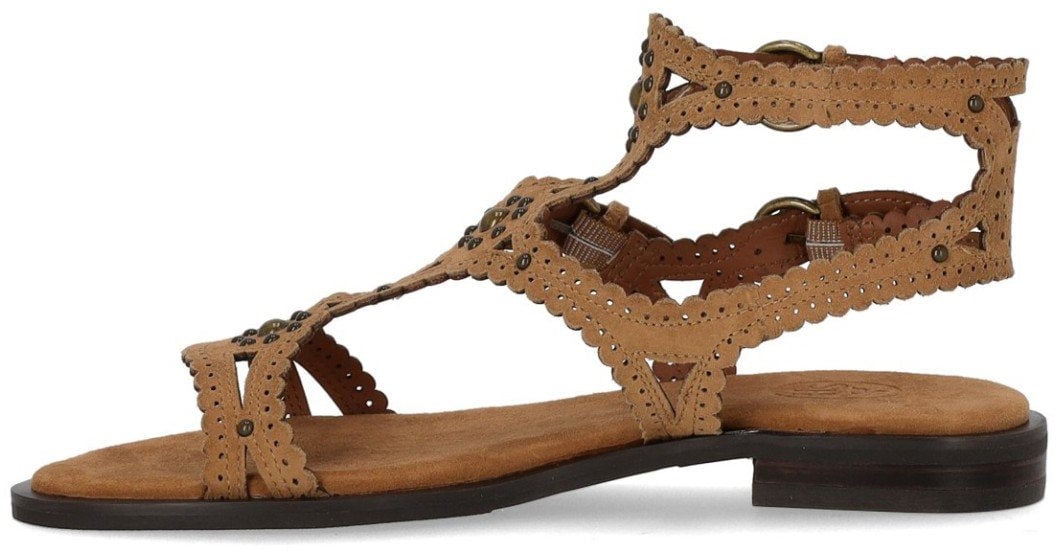 Ash ASH PAPRIKA STUDS CAMEL FLAT SANDAL Beige