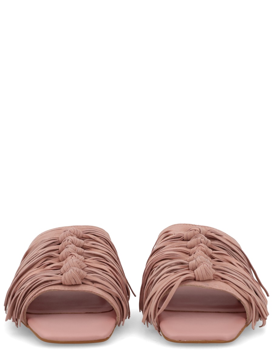 Ash Brigitte Knotted Fringe Slide Sandals Roze